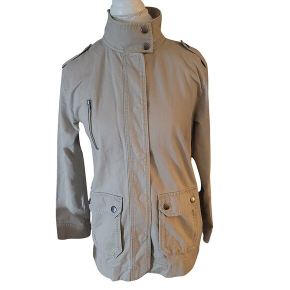 Rubbish Snap Neck Shoulders Military Versatile Khaki Car Coat Pockets Cotton Med - Picture 1 of 6